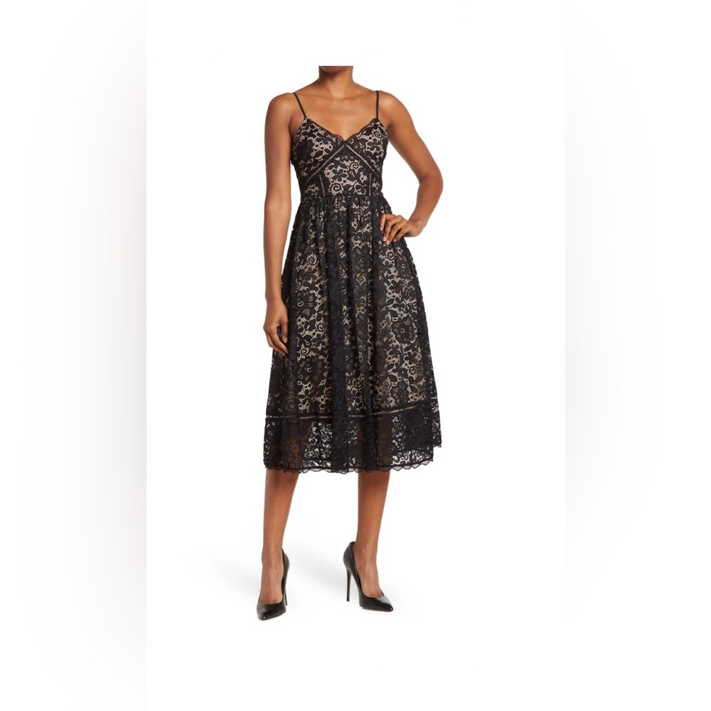 NSR Black Lace Midi Dress